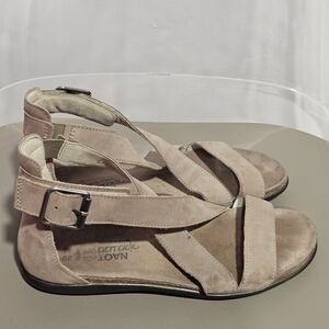 Naot Women's Suede Strappy Sandals in Taupe